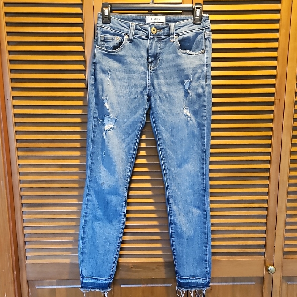 pistola Light Blue Skinny Jeans with Subtle Distressing
